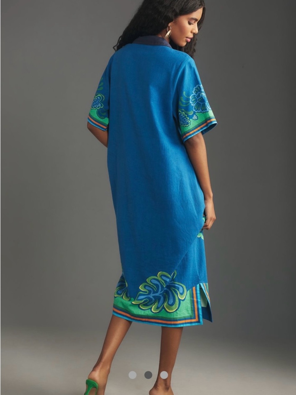 FARM Rio Blue & Green Lace-Up Printed Caftan - Picture 2 of 9